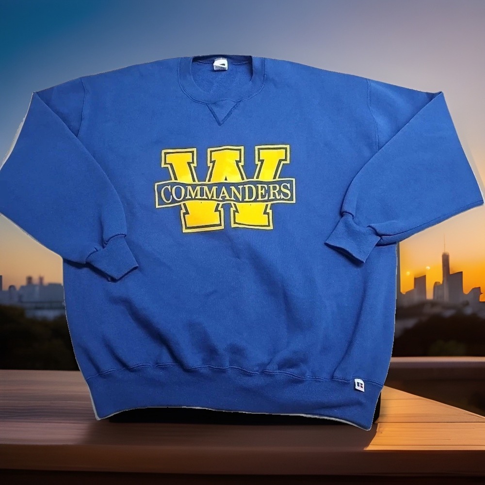 Vtg 90s Russell Athletic Sweatshirt Mens XXL Blue Commanders Crewneck USA Made